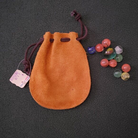 Marble Pouch w/ 10 marbles & 1 boulder Plus Bag Of 50 Cat's Eye Marbles - Picture 3 of 5